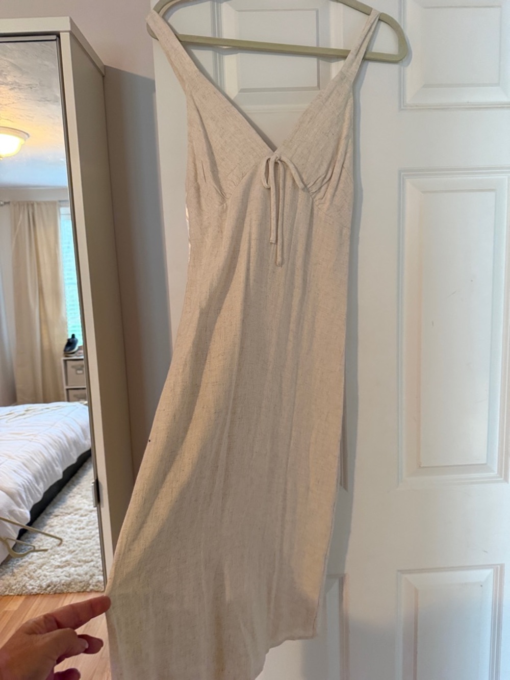 Monteau Cream Maxi Slip Dress with Front Tie